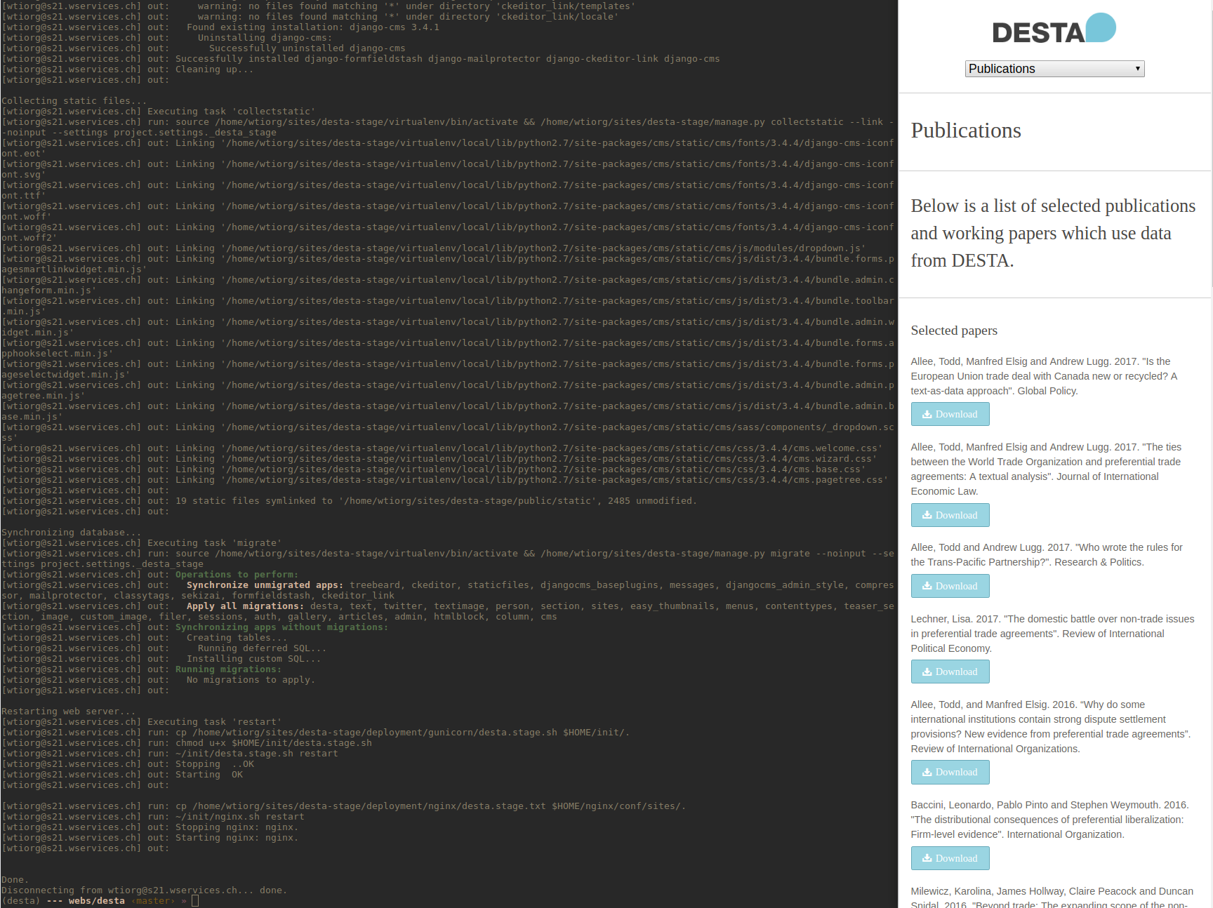 Deploy it like fabric, mobile view / Design of Trade Agreements (DESTA) Database