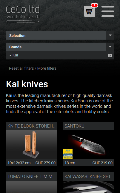 Mobile version / World of knives, django shop